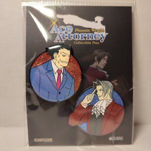 Ace Attorney Phoenix Wright Miles Winning Collectible Enamel Pin Set
